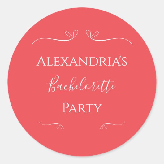 Moderne Roze Rode Meisjesuitgaansfeest Ronde Sticker (Voorkant)