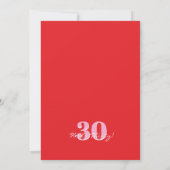 Moderne Roze Rode Minimalistische 30e Verjaardag Kaart (Achterkant)