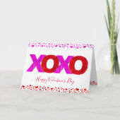 Moderne roze rode rode rode rode rode XOXO-Valenti Feestdagen Kaart (Voorkant)