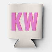Moderne Roze Rode Schaduw Monogram Gepersonaliseer Blikjeskoeler (Voorkant)