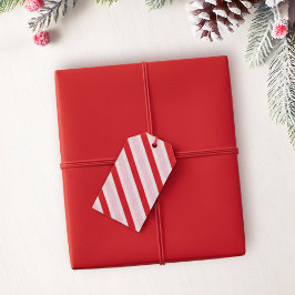 Moderne Roze & Rode Strepen Kerstmis Cadeaulabel