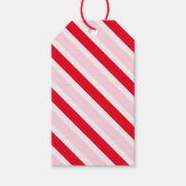 Moderne Roze & Rode Strepen Kerstmis Cadeaulabel (Voorkant)