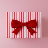 Moderne roze rode strepen Kerstmis Cadeaupapier