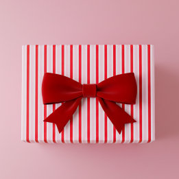 Moderne roze rode strepen Kerstmis Cadeaupapier