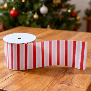 Moderne Roze Rode Strepen Kerstmis Grosgrain Lint