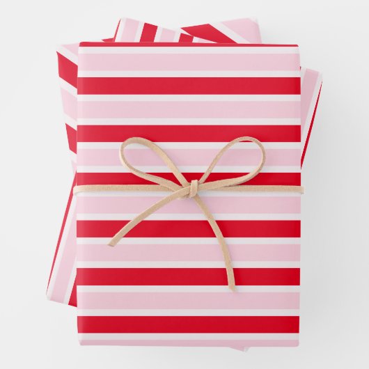 Moderne roze rode strepen Kerstmis Inpakpapier Vel (In situ)