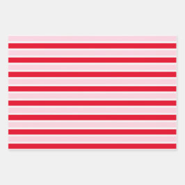 Moderne roze rode strepen Kerstmis Inpakpapier Vel