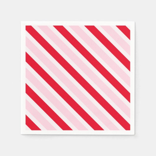 Moderne Roze Rode Strepen Kerstmis Servet (Voorkant)