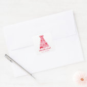 Moderne Roze Rode Strik Bedankt Vierkante Sticker (Envelop)