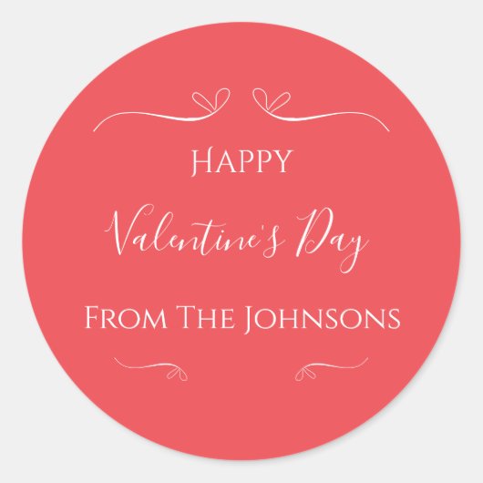 Moderne Roze Rode Valentijnsdag Ronde Sticker (Voorkant)