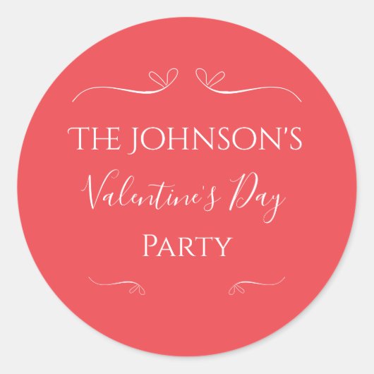 Moderne Roze Rode Valentijnsfeestje Ronde Sticker (Voorkant)