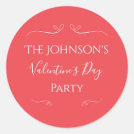Moderne Roze Rode Valentijnsfeestje Ronde Sticker