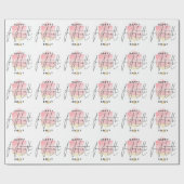 Moderne roze rokerpatroon naam Happy 50th Birthday Cadeaupapier (Vlak)