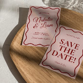 Moderne Roze Rood Helder Funky Krachtig Retro Trou Save The Date