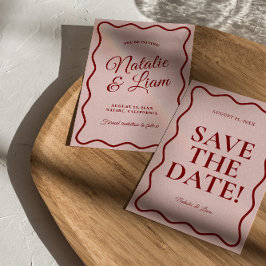 Moderne Roze Rood Helder Funky Krachtig Retro Trou Save The Date