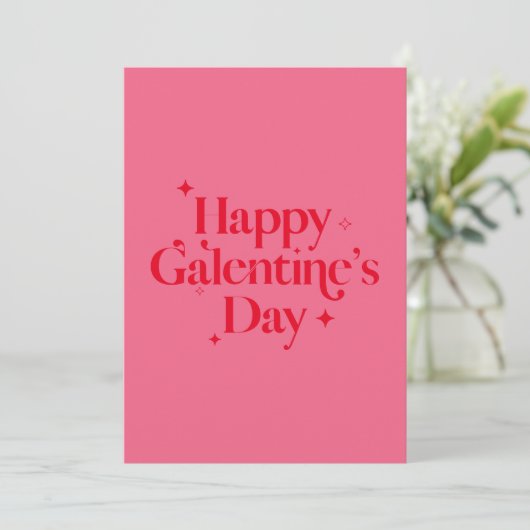Moderne Roze Rood Sparkle Happy Galentines Dag Feestdagenkaart (Staand voorkant)