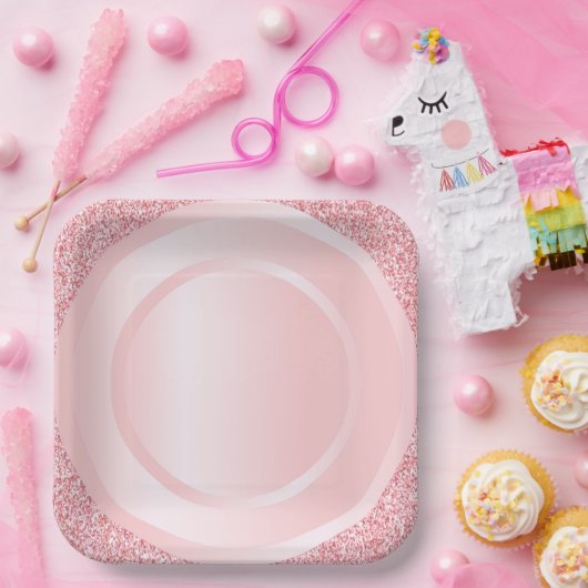 Moderne roze roodbruin Glitter Trendy Elegant Colo Papieren Bordje (Feest)