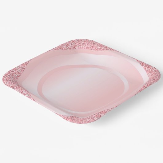 Moderne roze roodbruin Glitter Trendy Elegant Colo Papieren Bordje (Gebogen)