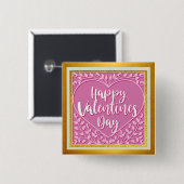 Moderne Roze Roos Bloemhart Romantisch Valentijn Vierkante Button 5,1 Cm (Voorkant /achterkant)
