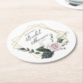 Moderne Roze Roos Bloemige Gouden Frame Bruidsdouc Ronde Kartonnen Onderzetter (Gebogen)