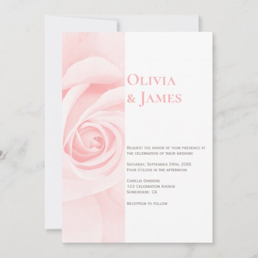 Moderne roze roos bruiloft kaart (Voorkant)