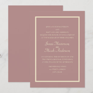 Moderne roze Roos Cream Wedding Kaart