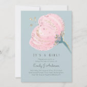 Moderne Roze Roos Glitters Het is een Meisje Baby  (Voorkant)