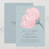 Moderne Roze Roos Glitters Het is een Meisje Baby (Voorkant / Achterkant)