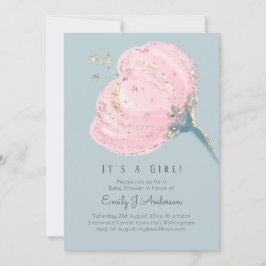 Moderne Roze Roos Glitters Het is een Meisje Baby 