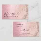 Moderne roze roos goudglitter make-up artiest aanbevelingskaartje (Voorkant / Achterkant)