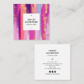 Moderne roze rose goud glitter penseelstreken make vierkante visitekaartje (Voorkant / Achterkant)