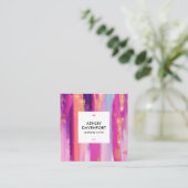 Moderne roze rose goud glitter penseelstreken make vierkante visitekaartje (Staand voorkant)