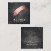 Moderne roze rosé goud penseelstreek make-up artie vierkante visitekaartje (Voorkant / Achterkant)