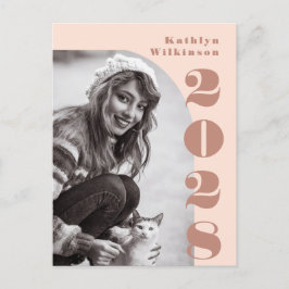 Moderne Roze Roze Boog Vet Schrift Foto Grad Aankondigingskaart