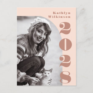 Moderne Roze Roze Boog Vet Schrift Foto Grad Aankondigingskaart