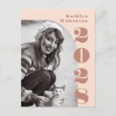 Moderne Roze Roze Boog Vet Schrift Foto Grad Aankondigingskaart (Voorkant)