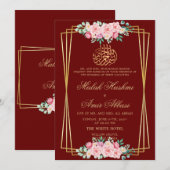 Moderne Roze Roze bordeauxrode Islamitische Moslim Kaart (Voorkant / Achterkant)