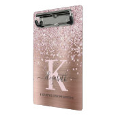 Moderne roze roze diamantglitter monogrammen mini klembord (Angled2)