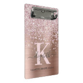 Moderne roze roze diamantglitter monogrammen mini klembord (Schuin)