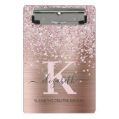 Moderne roze roze diamantglitter monogrammen mini klembord (Voorkant)