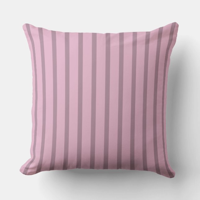 Moderne roze roze en mauve gestreept kussen (Voorkant)