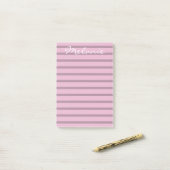 Moderne roze roze en mauve gestreept post-it® notes (Op bureau)