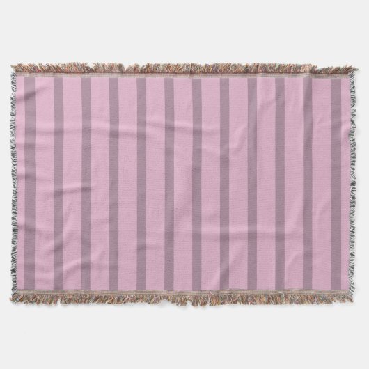 Moderne Roze Roze en Mauve Gestreepte Deken (Voorkant)