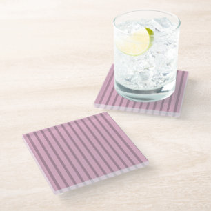 Moderne Roze Roze en Mauve Gestreepte Glazen Onderzetter
