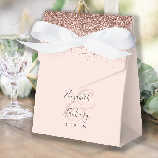 Moderne Roze Roze Goud Glitter Bruiloft Bedankdoosjes