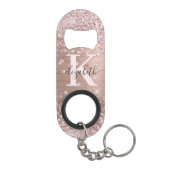 Moderne roze roze goudglitter diamantmonogram Ke Mini Flessenopener (Achterkant)