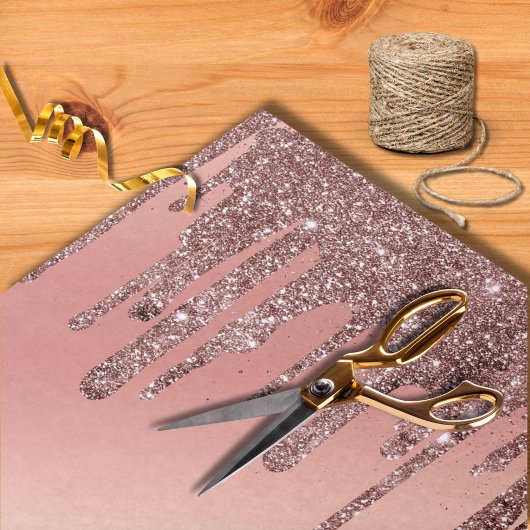 Moderne roze roze goudglitter dripping Weddenschap Tissuepapier