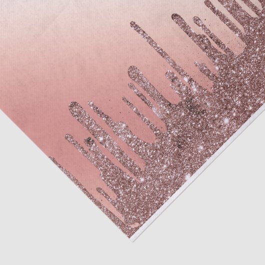 Moderne roze roze goudglitter dripping Weddenschap Tissuepapier (Detail)