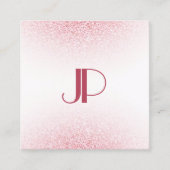 Moderne roze roze goudglitter - monogram Sjabloon Vierkante Visitekaartje (Voorkant)