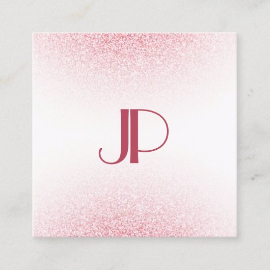 Moderne roze roze goudglitter - monogram Sjabloon Vierkante Visitekaartje (Voorkant)